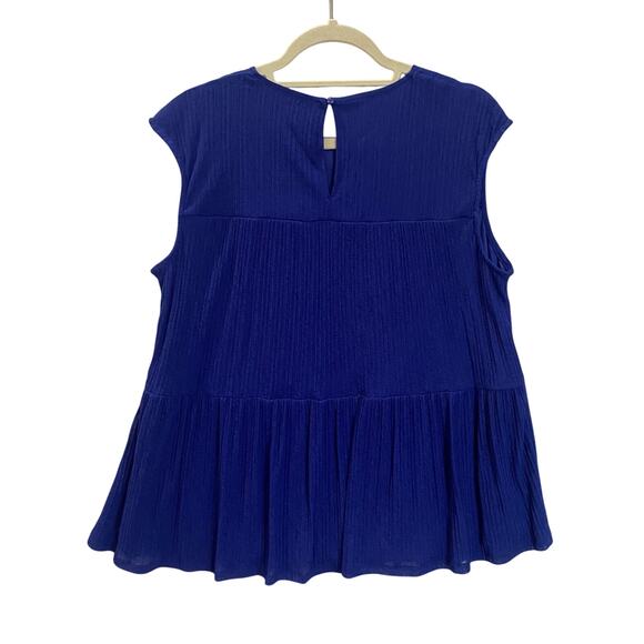 NEW Juicy Couture Shirt Womens Size XL Tiered Blue Blouse Office Work Tank Top - Picture 4 of 10